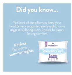 Slumberdown Summer Cool Medium Support Pillow - 2 Pack -Cooking and dining Shop 9378757 R Z004A