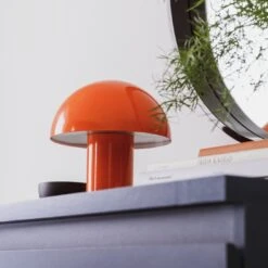 Habitat Ngami Mushroom Aluminium LED Touch Table Lamp-Orange -Cooking and dining Shop 9381672 R Z002C