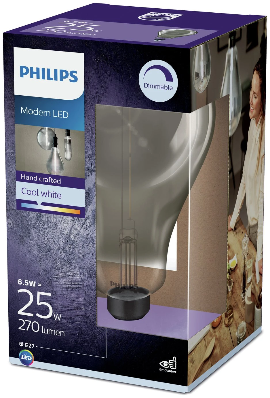 Philips LED Filament E27 6.5W (25W) Dim Giant Bulb - Smoky 2 Philips LED Filament E27 6.5W (25W) Dim Giant Bulb - Smoky - Image 2