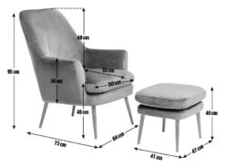 Habitat Celine Velvet Wingback Chair With Footstool-Charcoal -Cooking and dining Shop 9401019 R E001