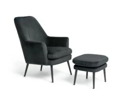Habitat Celine Velvet Wingback Chair With Footstool-Charcoal -Cooking and dining Shop 9401019 R Z004A