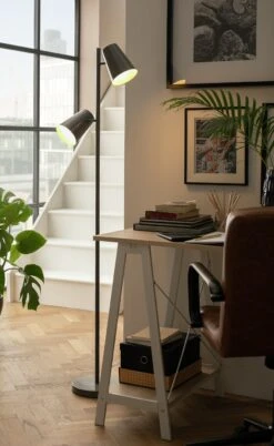 Habitat Iras Double Head Floor Lamp - Grey -Cooking and dining Shop 9404779 R Z002C