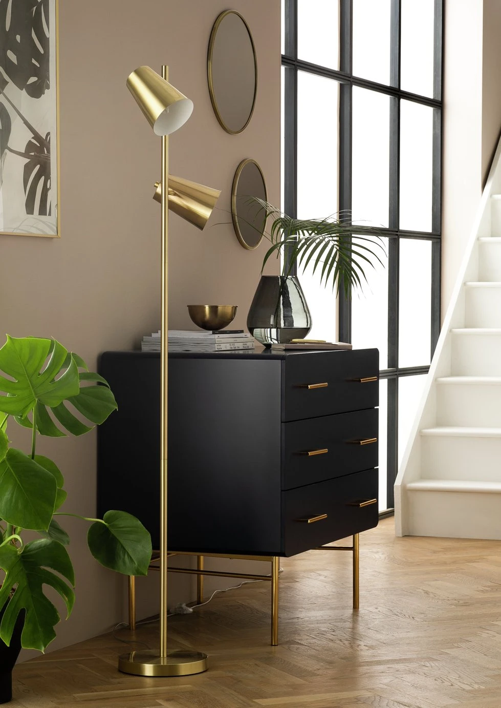 Habitat Iras Brass 2 Light Floor Lamp - Gold 8 Habitat Iras Brass 2 Light Floor Lamp - Gold - Image 8