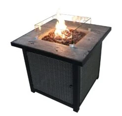 Teamson Home HF25601BA UK Gas Fire Pit With Cover -Cooking and dining Shop 9410196 R Z004A