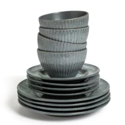 Habitat 12 Piece Stoneware Felicity Dinner Set - Blue -Cooking and dining Shop 9410251 R Z002A