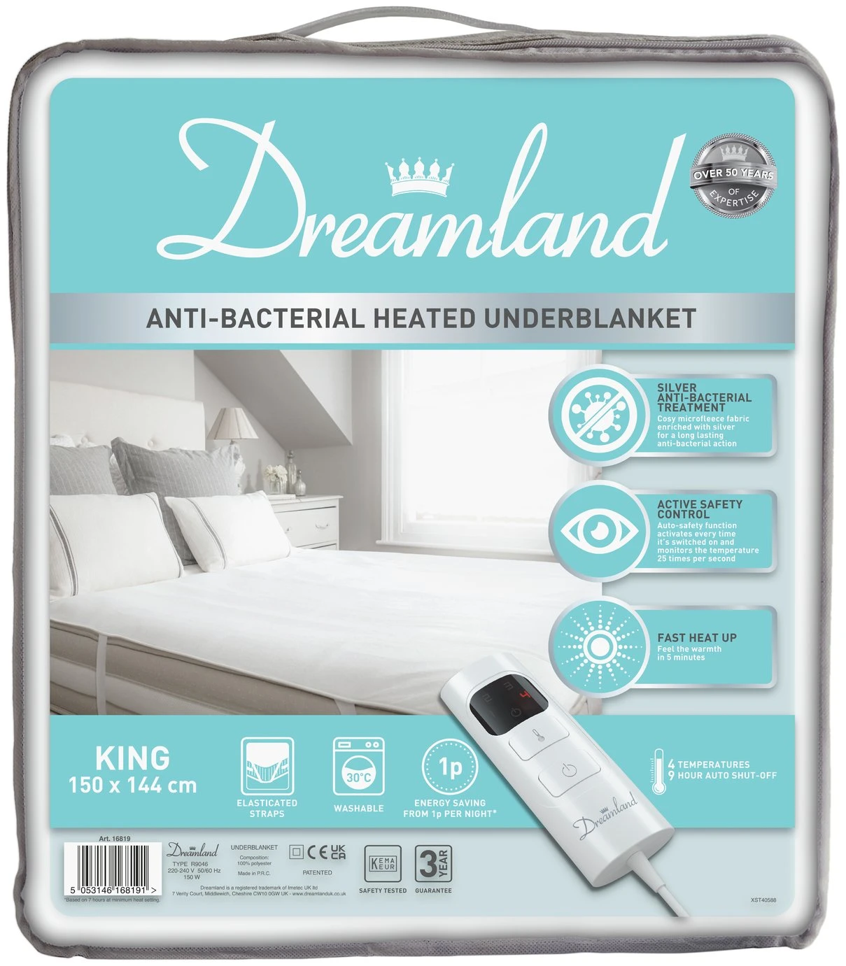 Dreamland Antibacterial Heated Underblanket - Kingsize 1 Dreamland Antibacterial Heated Underblanket - Kingsize