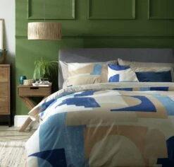 Best Seller 15 Habitat Geo Blue & Cream Bedding Set - Single