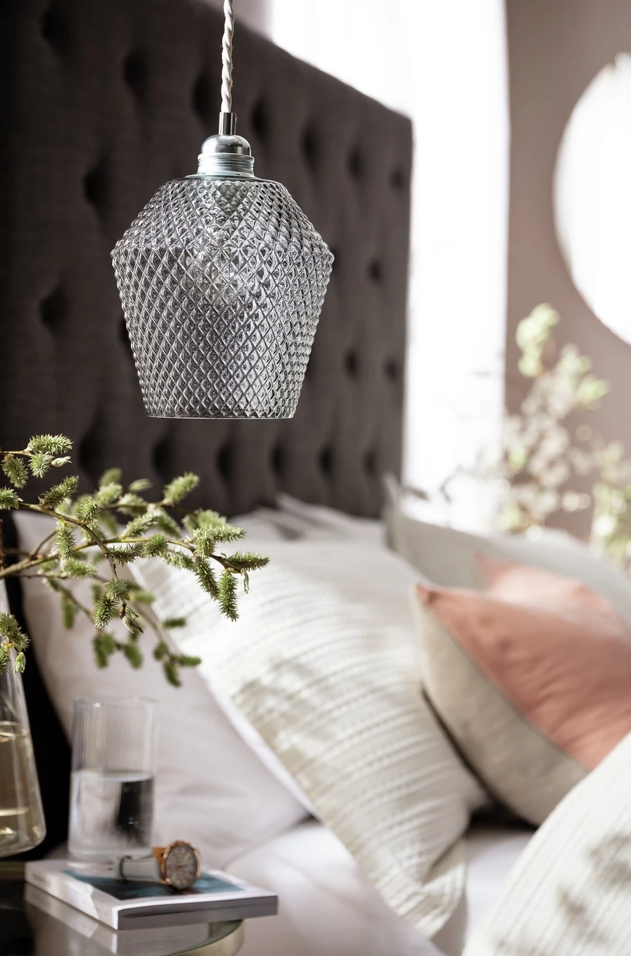 Habitat Nubia Faceted Glass Shade - Smoke Grey 1 Habitat Nubia Faceted Glass Shade - Smoke Grey