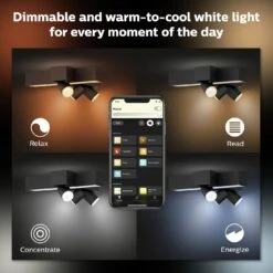 Philips Hue Centris 3 Light Flush To Ceiling Light - Black -Cooking and dining Shop 9455072 R Z005A