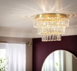 Habitat Presley Glass 3 Tier Flush To Ceiling Light - Brass -Cooking and dining Shop 9462319 R Z002C