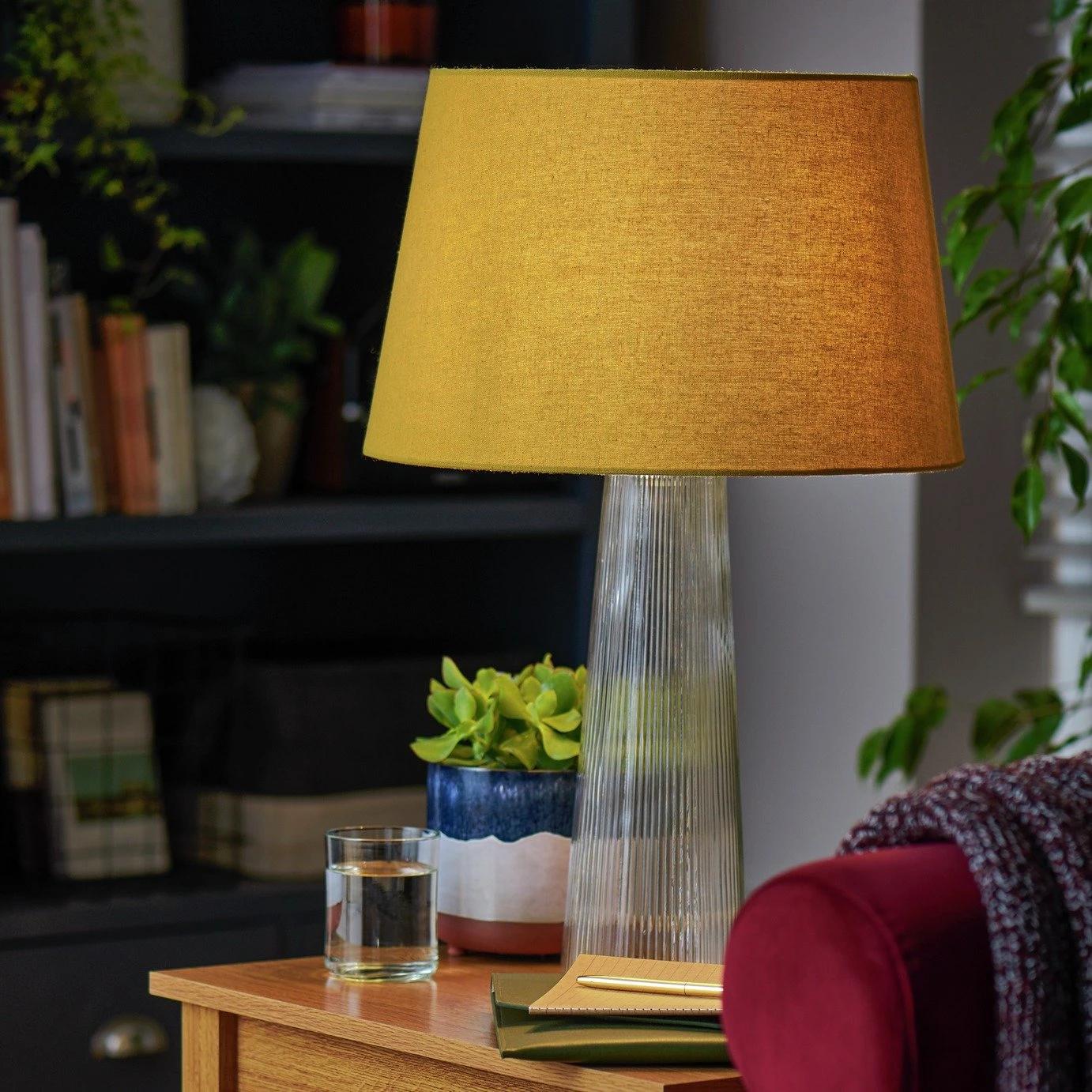 Habitat 40cm Textured Taper Shade - Ochre 1 Habitat 40cm Textured Taper Shade - Ochre