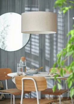 Habitat 49cm Linen Drum Shade - Oatmeal -Cooking and dining Shop 9467929 R Z002C