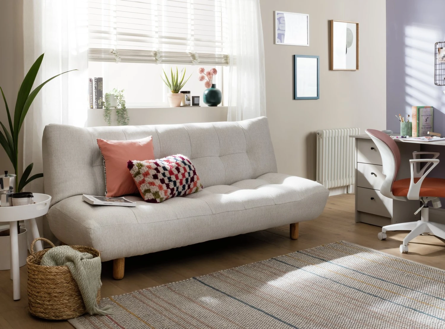 Habitat Kota 3 Seater Boucle Clic Clac Sofa Bed - Cream 9 Habitat Kota 3 Seater Boucle Clic Clac Sofa Bed - Cream - Image 9