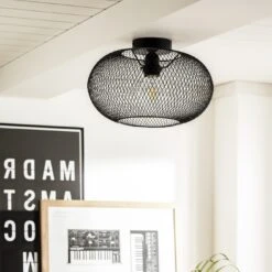 Habitat Tumba Mesh Flush To Ceiling Light - Black