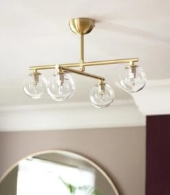 Habitat Chuck 4 Light Flush To Ceiling Light - Brushed Brass
