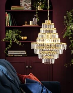 Habitat Presley Glass 8 Tier Chandelier - Brass -Cooking and dining Shop 9514449 R Z002C