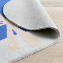Habitat Arch Palm Wool Rug - Cream & Blue - 120x170cm -Cooking and dining Shop 9516344 R Z003C
