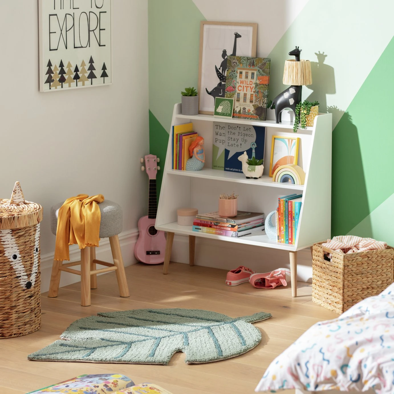 Habitat Kids Leaf Shaped Rug - Green - 80x110cm 1 Habitat Kids Leaf Shaped Rug - Green - 80x110cm