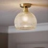 Habitat Perses Cut Glass And Brass Flush To Ceiling Light