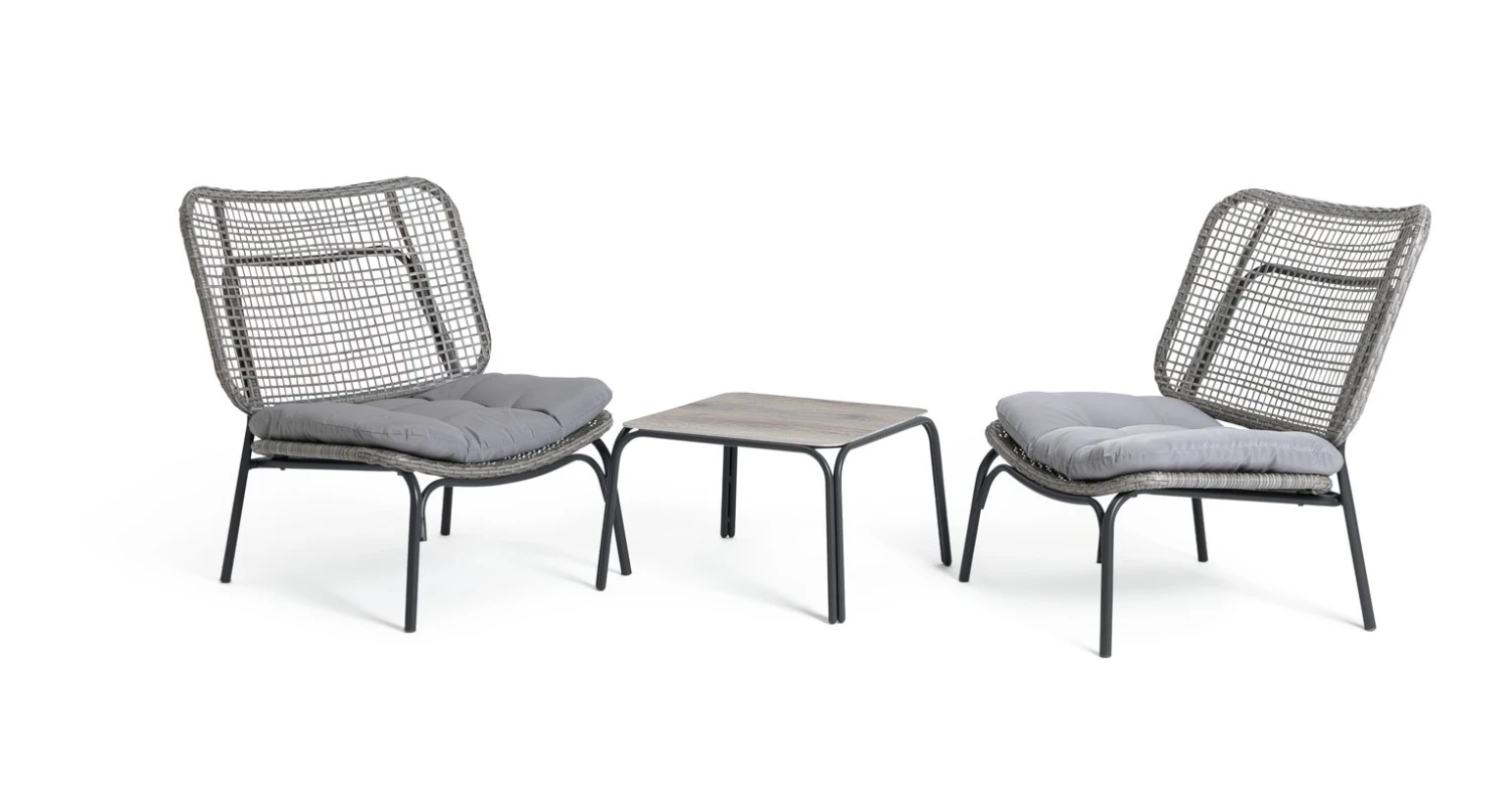 Habitat Nora 2 Seater Metal Garden Bistro Set - Grey 1 Habitat Nora 2 Seater Metal Garden Bistro Set - Grey
