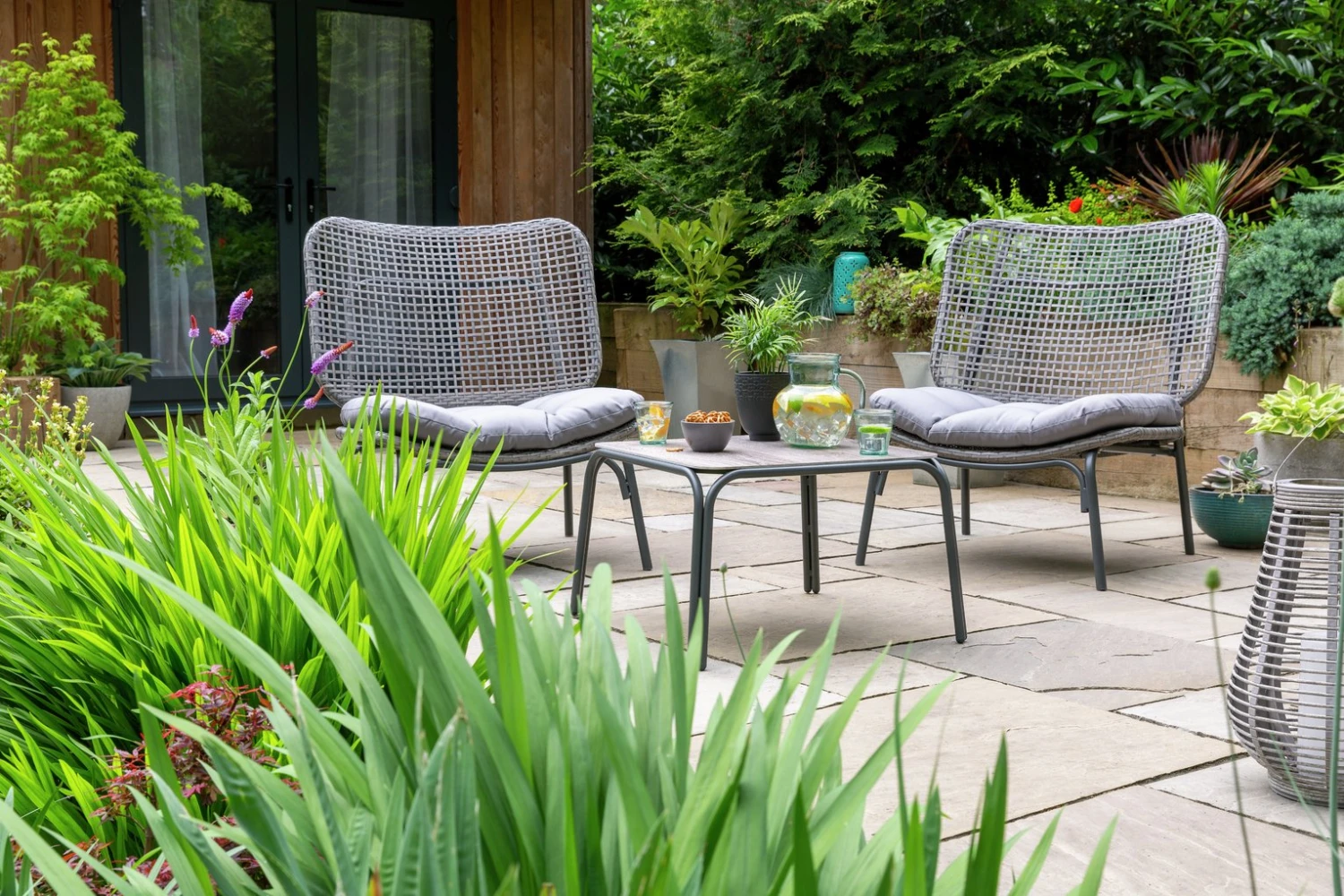 Habitat Nora 2 Seater Metal Garden Bistro Set - Grey 2 Habitat Nora 2 Seater Metal Garden Bistro Set - Grey - Image 2