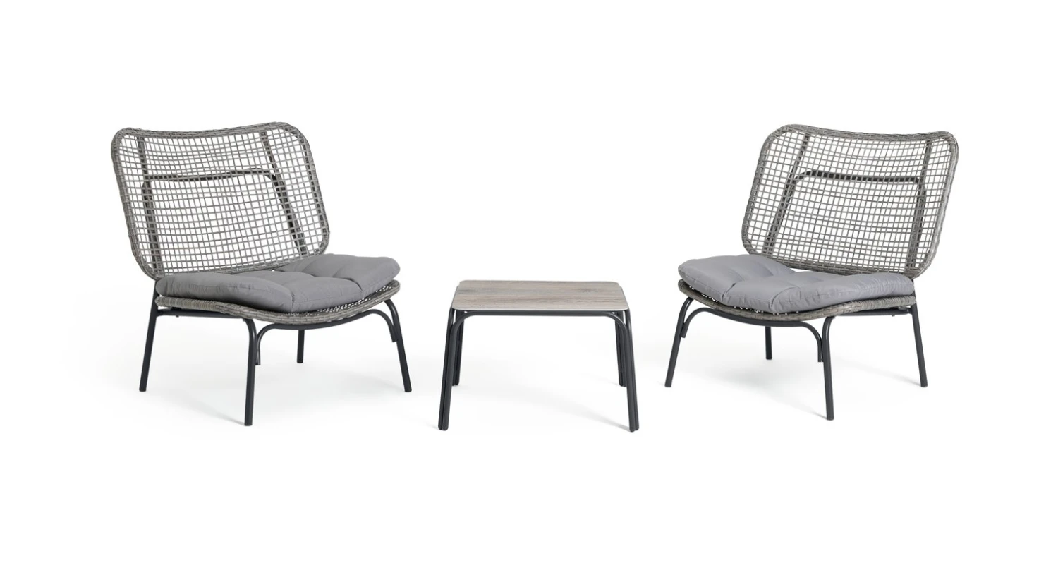 Habitat Nora 2 Seater Metal Garden Bistro Set - Grey 4 Habitat Nora 2 Seater Metal Garden Bistro Set - Grey - Image 4