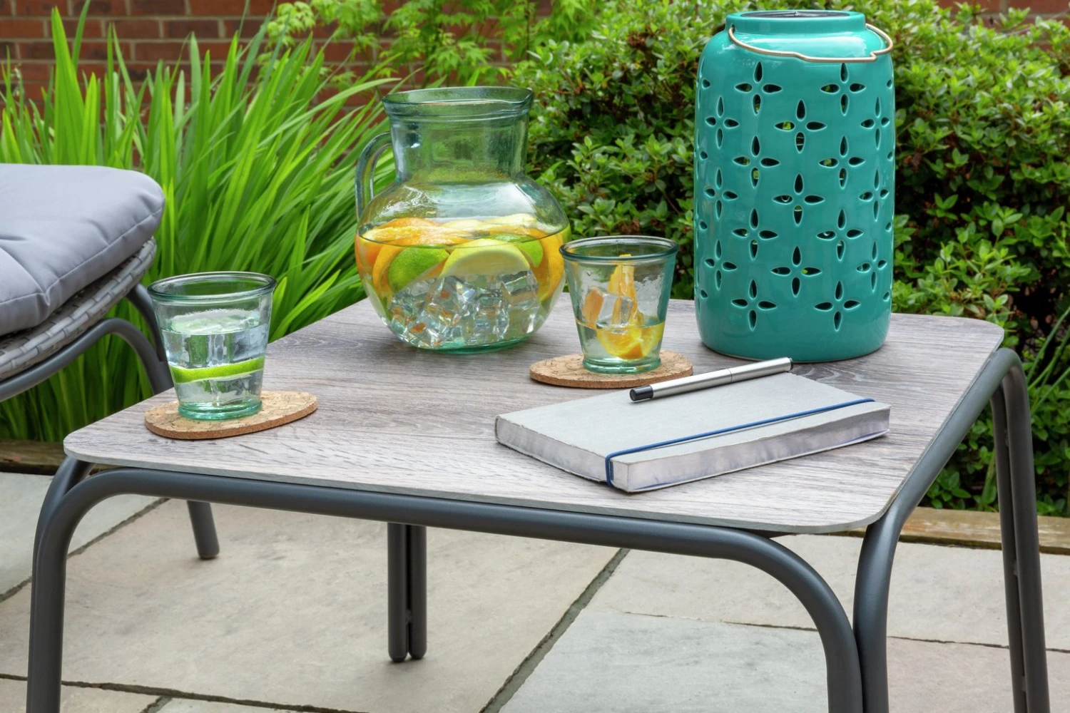 Habitat Nora 2 Seater Metal Garden Bistro Set - Grey 6 Habitat Nora 2 Seater Metal Garden Bistro Set - Grey - Image 6