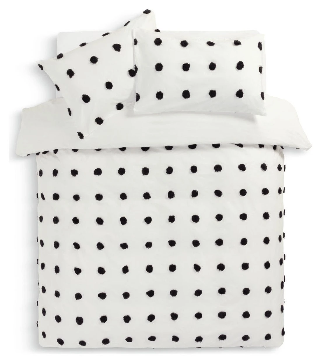 Habitat Cotton Tufted Spot White & Black Bedding Set -Single 3 Habitat Cotton Tufted Spot White & Black Bedding Set -Single - Image 3