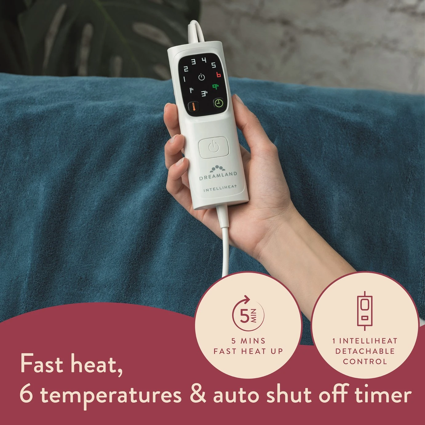 Dreamland Snuggle Up Teal Heated Throw - Large 4 Dreamland Snuggle Up Teal Heated Throw - Large - Image 4