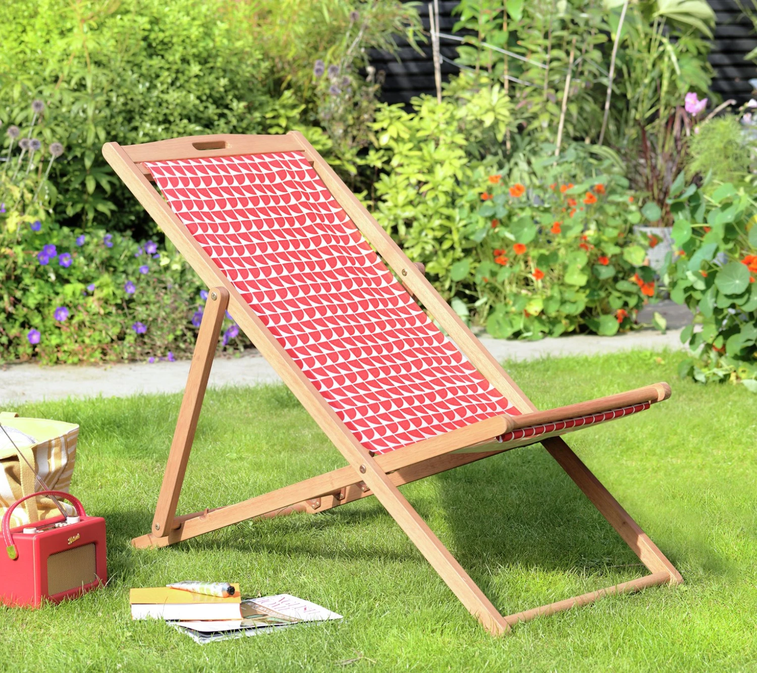 Habitat Folding Wooden Garden Deck Chair - Yellow 2 Habitat Folding Wooden Garden Deck Chair - Yellow - Image 2