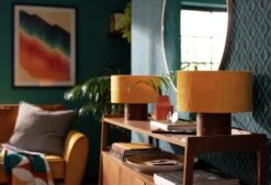 Habitat Corduroy Touch Table Lamp - Mustard & Walnut -Cooking and dining Shop 9582275 R Z002C