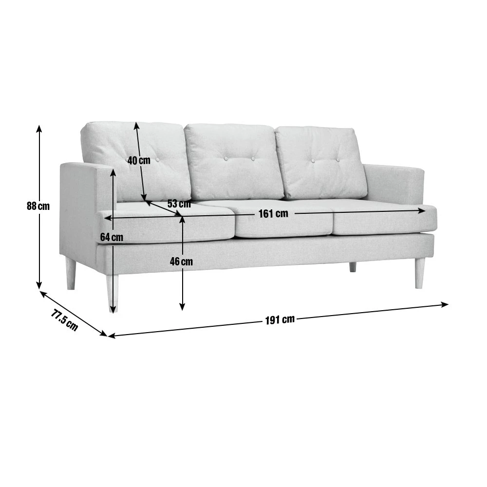 Habitat Joshua Fabric 3 Seater Sofa - Blue 3 Habitat Joshua Fabric 3 Seater Sofa - Blue - Image 3