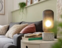 Habitat Rallie Smoked Glass Terrazzo Table Lamp – Grey -Cooking and dining Shop 9595396 R Z002C