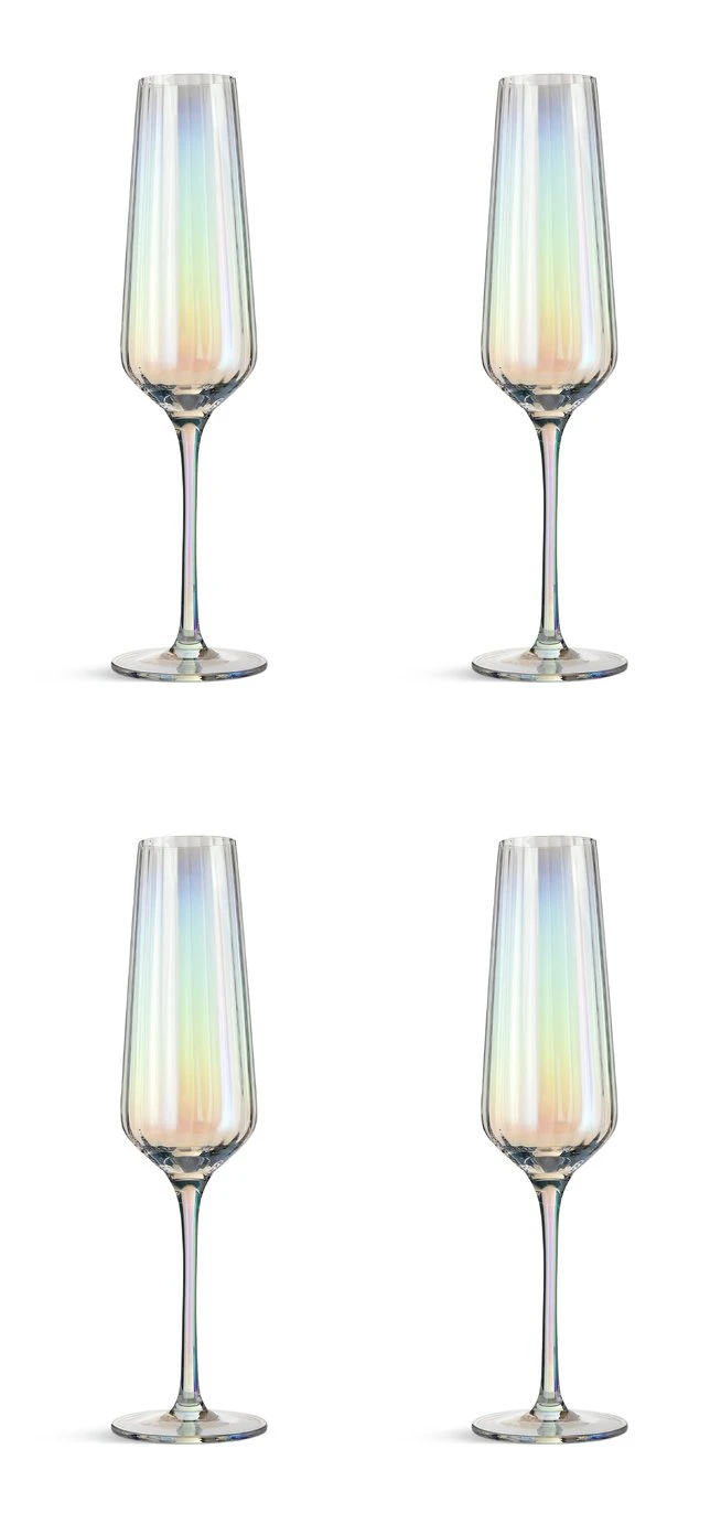 Habitat Iridescent Lustre Set Of 4 Champagne Flute 1 Habitat Iridescent Lustre Set Of 4 Champagne Flute