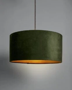 Habitat Gaia Velvet & Foil 40cm Drum Shade - Chive -Cooking and dining Shop 9602564 R Z004C