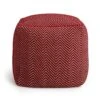 Kaikoo Durrie Cotton Footstool - Red & White