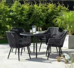 Habitat Malta 4 Seater Rattan Effect Patio Set - Black -Cooking and dining Shop 9609127 R Z001C
