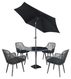 Habitat Malta 4 Seater Rattan Effect Patio Set - Black -Cooking and dining Shop 9609127 R Z015A