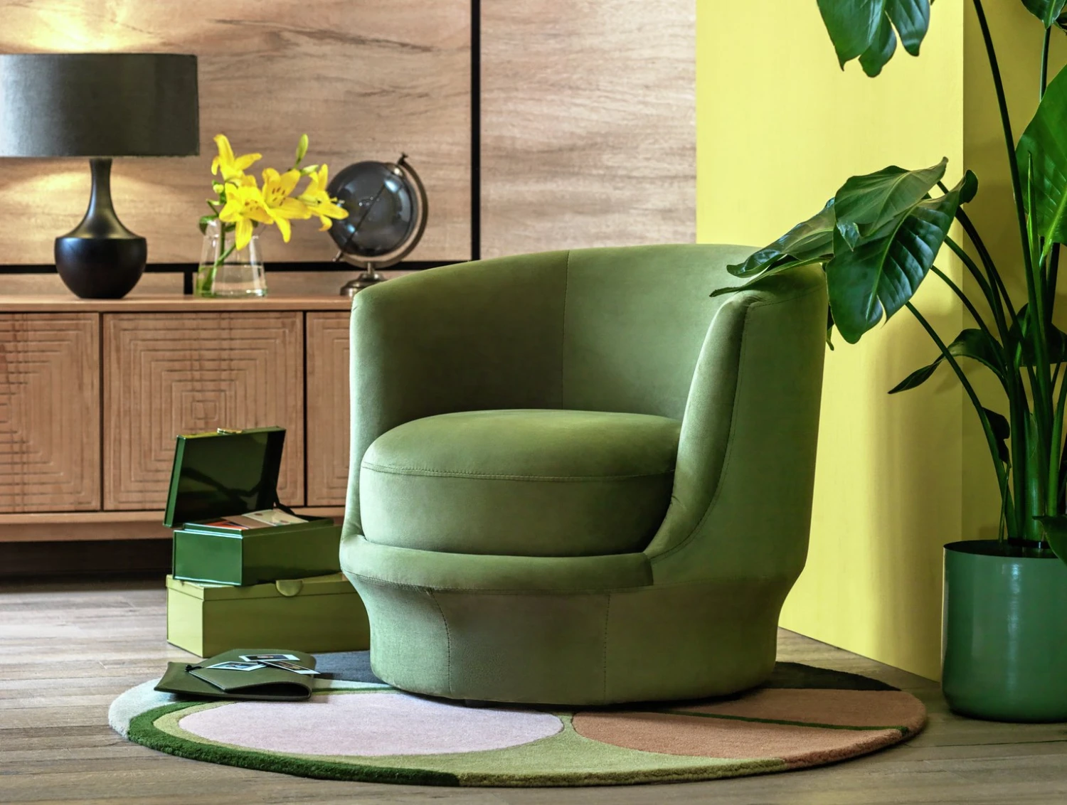 Habitat Ronda Velvet Accent Chair - Olive Green 2 Habitat Ronda Velvet Accent Chair - Olive Green - Image 2