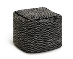 Kaikoo Durrie Cotton Footstool - Black & White -Cooking and dining Shop 9619753 R Z002A