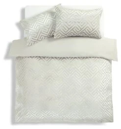 Habitat Geo Velvet Silver Bedding Set - Single -Cooking and dining Shop 9621356 R Z002A
