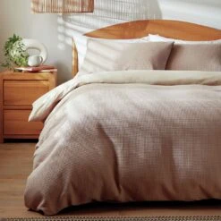 Habitat Cotton Waffle Plain Neutral Bedding Set - Single