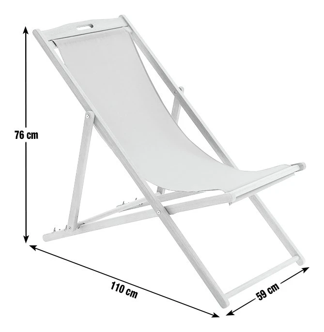 Habitat Folding Wooden Garden Deck Chair - White 4 Habitat Folding Wooden Garden Deck Chair - White - Image 4
