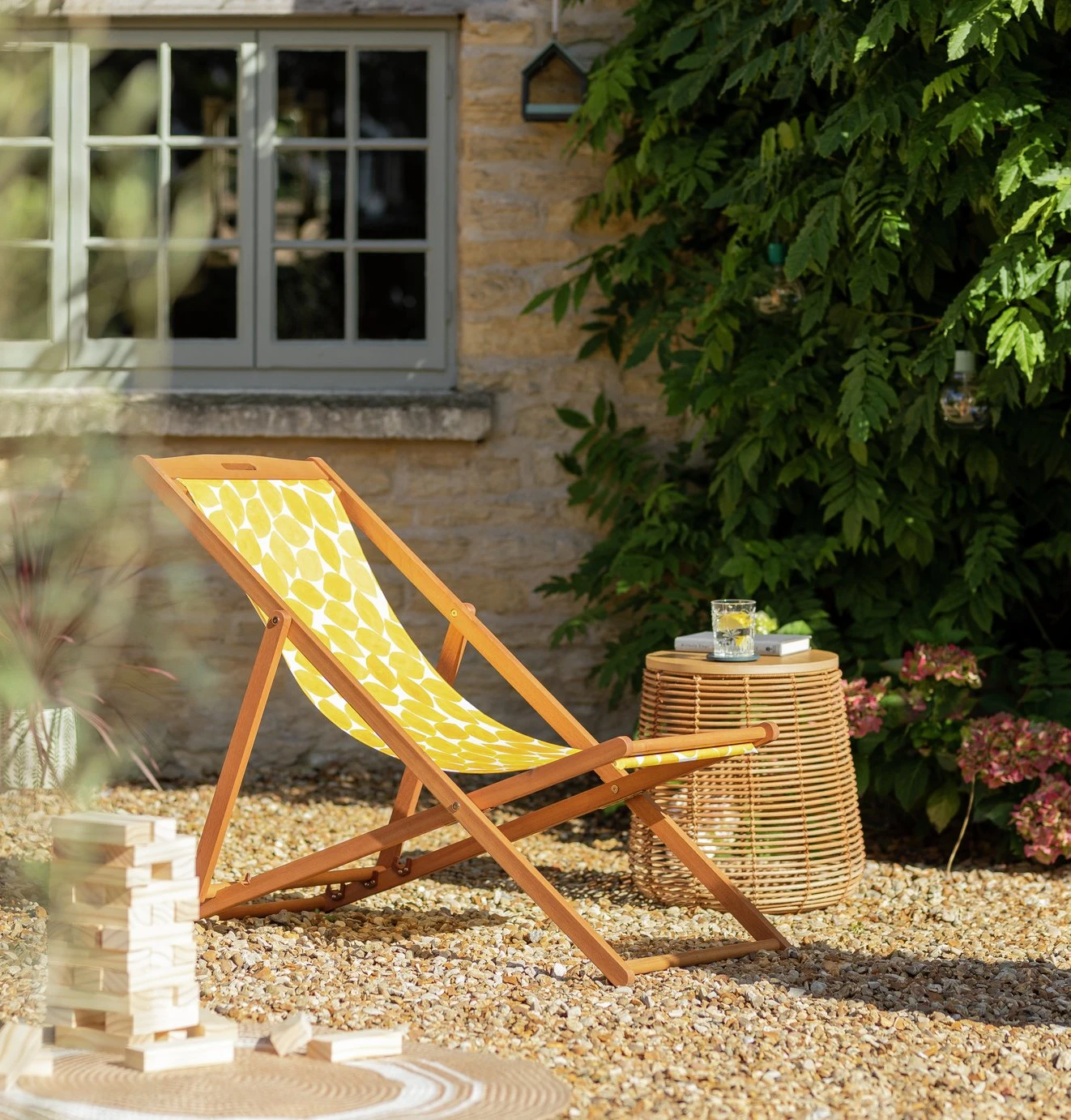 Habitat Folding Wooden Garden Deck Chair - White 2 Habitat Folding Wooden Garden Deck Chair - White - Image 2