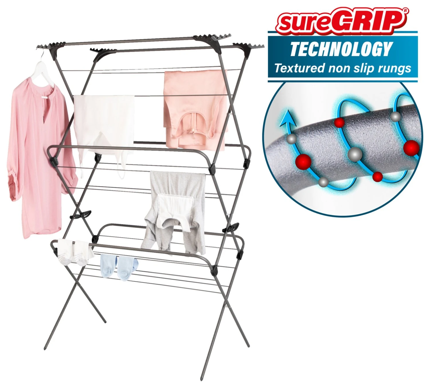 Minky Sure Grip 21m 3 Tier Extra Wide Indoor Airer 2 Minky Sure Grip 21m 3 Tier Extra Wide Indoor Airer - Image 2